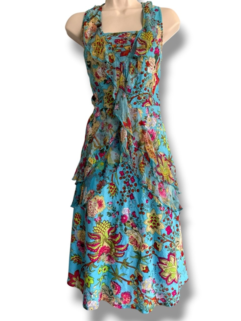 Sundance Y2K Floral Dress Size 14 Blue